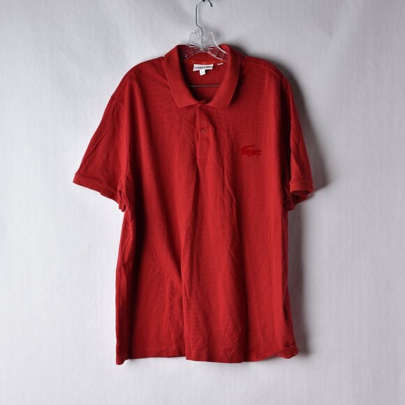 Lacoste Mens 9 4XL Red Orange Short Sleeve Polo Shirt Big Crocodile Logo - Picture 1 of 5
